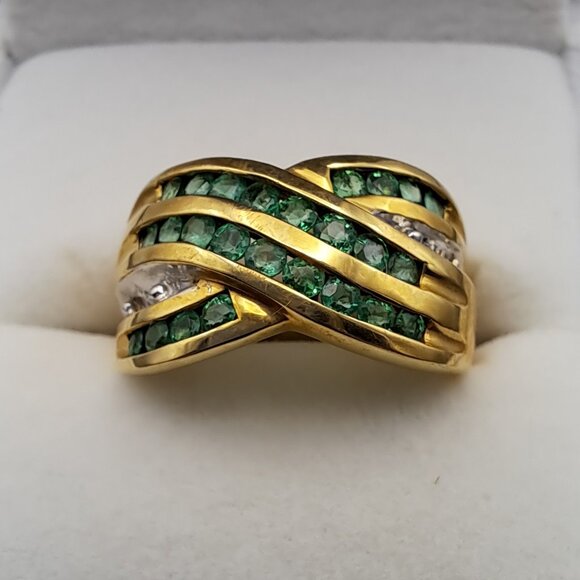 Emerald Diamond 10K Gold Ring Size 6.5 Christmas Special - Picture 11 of 13